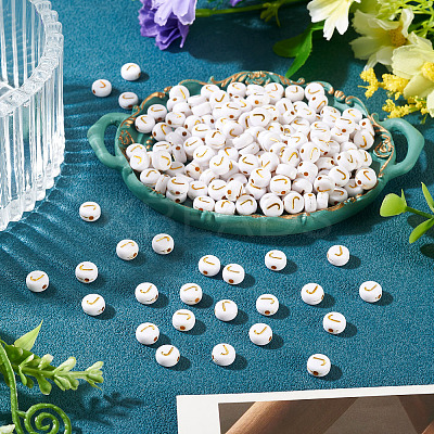 500Pcs Plating Acrylic Beads PACR-TADJ0001-01J-1