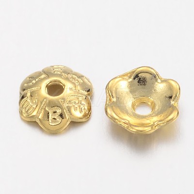 6-Petal Tibetan Style Alloy Flower Bead Caps TIBE-S220-G-01-NR-1