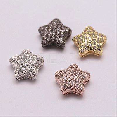 Brass Micro Pave Grade AAA Cubic Zirconia Beads ZIRC-G093-40-NR-1