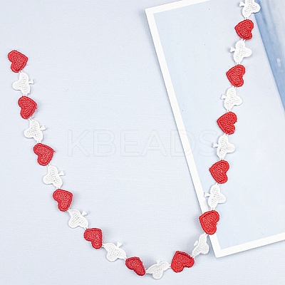 Heart Embroidered Polyester Ribbon OCOR-WH0060-18A-1