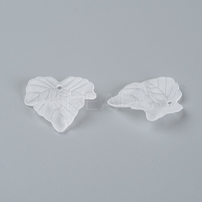 Transparent Frosted Acrylic Leaf Pendants X-PAF002Y-14-1