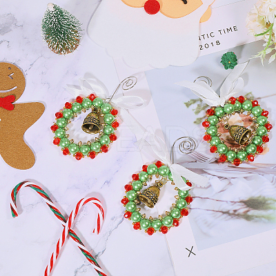 Christmas Wreath Acrlic & Glass Pendant Decorations PALLOY-GO00036-1