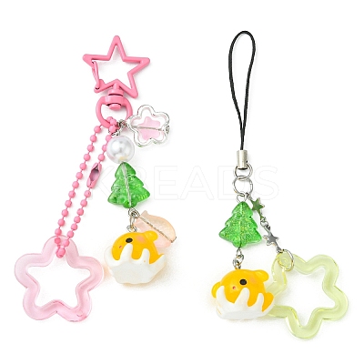 Acrylic & Glass & Alloy Pendant Mobile Straps KEYC-FZ00009-1