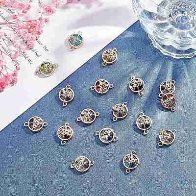 28pcs 7 colors Glass Connector Charms GLAA-PH0002-56P-1