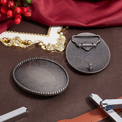 Alloy Oval Belt Buckles BUTT-WH0024-006-1