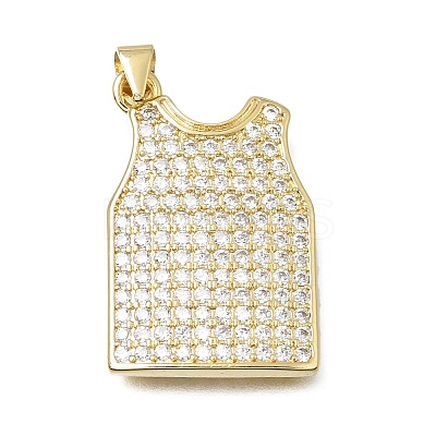 Brass Micro Pave Clear Cubic Zirconia Pendants CU-CBA108A-10G-1