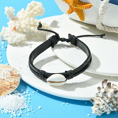Adjustable Cowhide Leather Cord Braided Bracelets BJEW-JB04438-02-1