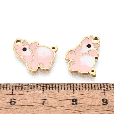 304 Stainless Steel & Enamel Pig Pendants STAS-T073-18G-1