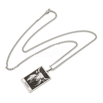 Non-Tarnish 304 Stainless Steel Tarot Pendant Necklaces NJEW-A026-01P-02-1