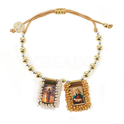 Adjustable Jesus & Virgin Mary Charm Cord Bracelets KQ6530-1