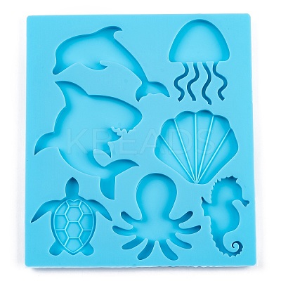 Ocean Theme Mixed Marine Organism DIY Pendant Silhouette Silicone Molds DIY-Q034-04-1