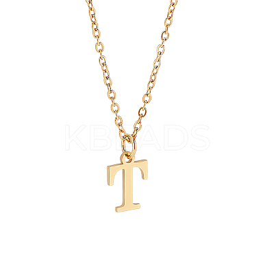 304 Stainless Steel Letter Pendant Necklaces NJEW-LP0001-53T-G-1