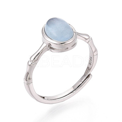 Natural Aquamarine Oval Open Cuff Ring STER-T008-92P-1