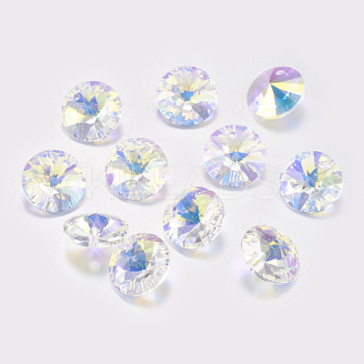 Faceted Glass Rhinestone Charms RGLA-F049-8mm-001AB-1