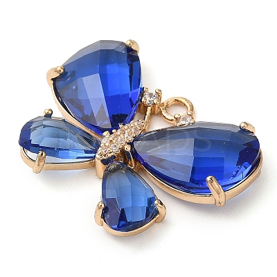 Rack Plating Brass Clear Cubic Zirconia Pendants KK-N255-11G-01-RS-1