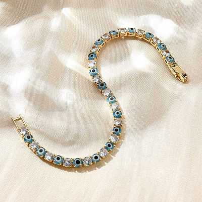 Brass Enamel Link & Charm Bracelets BJEW-Z094-02G-01B-1