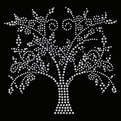 Tree of Life Glass Hotfix Rhinestone DIY-WH0419-59-1