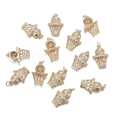 Brass Micro Clear Cubic Zirconia Pendants ZIRC-F120-034G-1