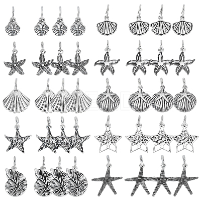 40Pcs 10 Style Tibetan Style Alloy Pendants FIND-PH0003-12-1