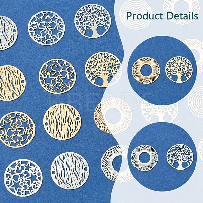 20Pcs 10 Styles Rack Plating Brass Hollow Out Connector Charms KKC-FS0001-02-1
