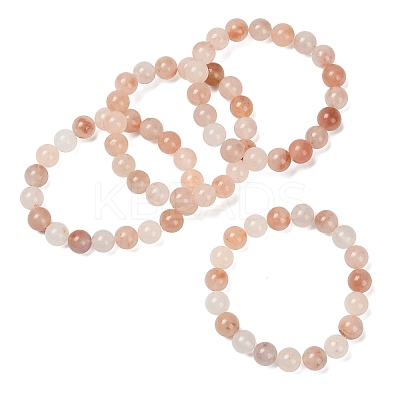 10MM Natural Xinjiang Golden Silk Jade Round Beaded Stretch Bracelets for Women BJEW-G756-01B-1