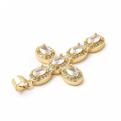 Rack Plating Brass Cubic Zirconia Pendants X-KK-G456-25G-01-1