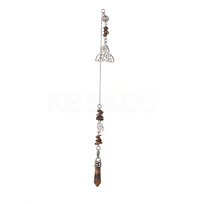 Natural Tiger Eye Pointed Dowsing Pendulums PALLOY-JF02009-02-1