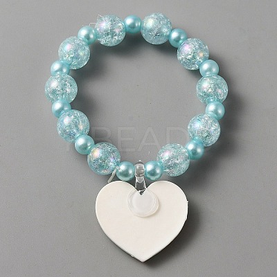 Cute Plastic Charm Stretch Bracelet with Round Beaded for Women BJEW-TAC0009-02A-1