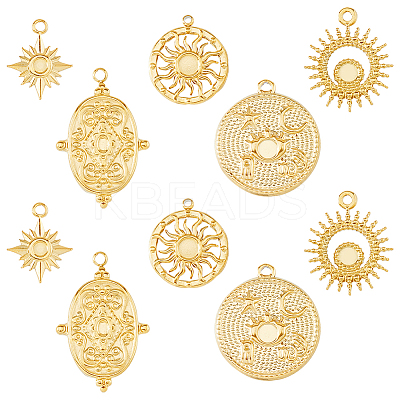 10Pcs 5 Styles 304 Stainless Steel Pendant  Cabochon Settings STAS-DC0014-92-1
