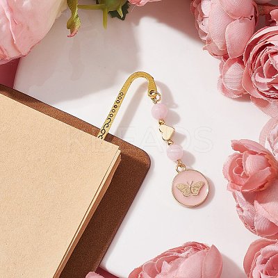 Natural Rose Quartz Bookmarks AJEW-JK00271-03-1