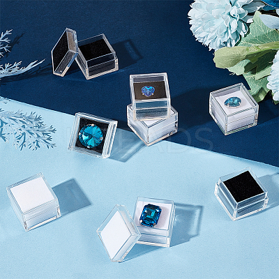 24Pcs 2 Colors Square Transparent Plastic Loose Diamond Box CON-OC0001-53-1