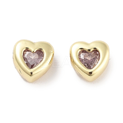 Brass Micro Pave Cubic Zirconia Beads KK-C051-26G-04-1