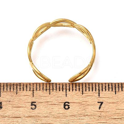 304 Stainless Steel Criss Cross Open Cuff Rings LS-RJEW-M072-14G-1