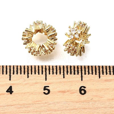 Brass Micro Pave Cubic Zirconia Rondelle European Beads KK-L230-12G-1