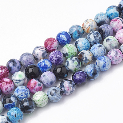 Dyed Natural Fire Crackle Agate Beads Strands G-T098-02B-07-1