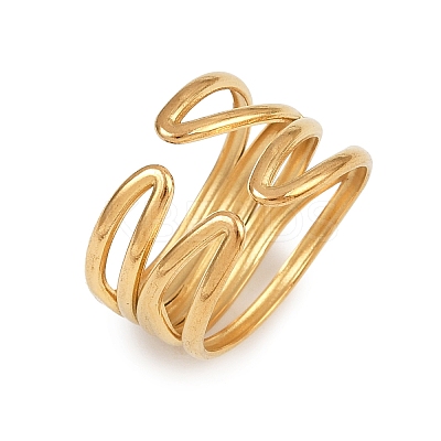 304 Stainless Steel Adjustable Open Cuff Rings for Women LS-RJEW-K299-02G-1