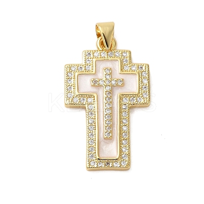 Rack Plating Brass Micro Pave Cubic Zirconia Pendants KK-P279-26B-G-1