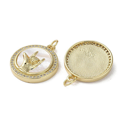Gesture Theme Brass Micro Pave Cubic Zirconia Pendants KK-G485-18D-G-1