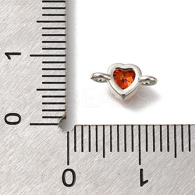 Rack Plating Brass Cubic Zirconia Heart Links Connector Charms KK-M014-01A-P-1