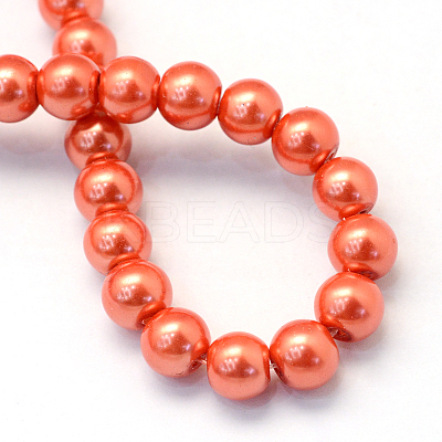 Baking Paint Pearlized Glass Pearl Round Bead Strands HY-Q330-8mm-38-1