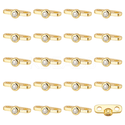 20Pcs Brass Pave Clear Cubic Zirconia Connector Charms KK-BC0012-40-1