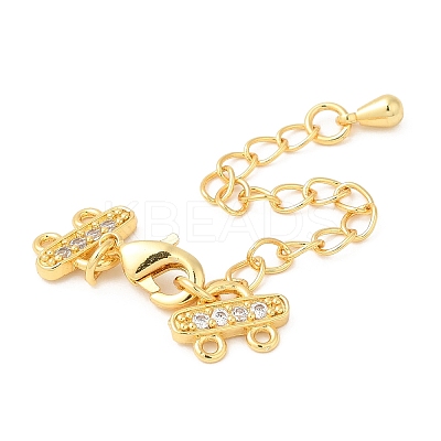 Brass Curb Chain Extenders with Micro Pave Cubic Zirconia KK-I705-17G-1