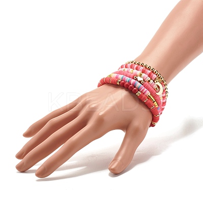 Handmade Polymer Clay Heishi Beads Stretch Bracelets Set BJEW-JB07397-1