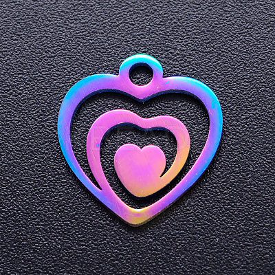 Ion Plating(IP) 201 Stainless Steel Filigree Charms STAS-Q201-JN177-1