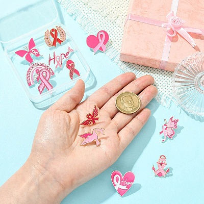 12Pcs 12 Styles Awareness Ribbon Enamel Pins JEWB-CJ0001-51-1