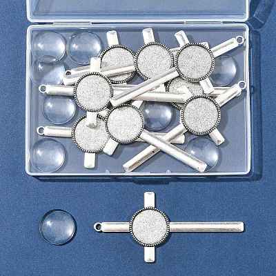 9Pcs Tibetan Style Alloy Cross Pendant Cabochon Settings DIY-FS0009-48-1