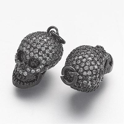 Brass Micro Pave Cubic Zirconia Charms ZIRC-F041-07B-1