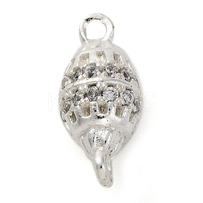 Brass Micro Pave Clear Cubic Zirconia Hollow Oval Connector Charms KK-A230-05A-S-1