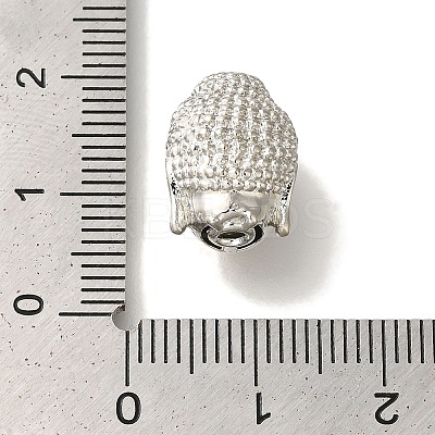 Buddha Head Rack Plating Brass Micro Pave Clear Cubic Zirconia Beads KK-U019-12P-1