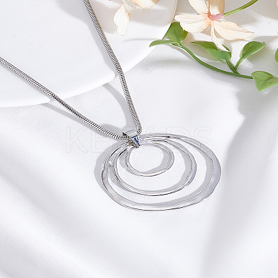 1Pc Alloy 3 Rings Pendant Long Necklaces for Women NJEW-LP0002-93-1